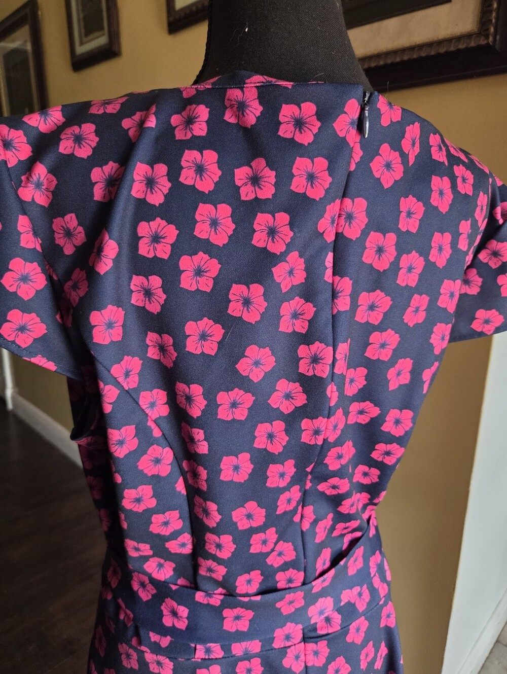 DressyStar NAVY BLUE& FUSHIA | Floral Midi Dress Size 3XL - Picture 8 of 8